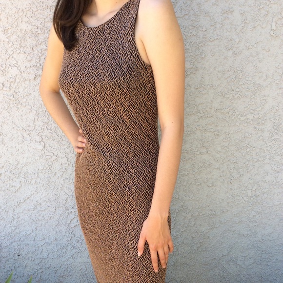 Vintage Harlow Crochet Knit Swanky Fringe Long Maxi Dress 👗 Evening Party Gown - Picture 3 of 8